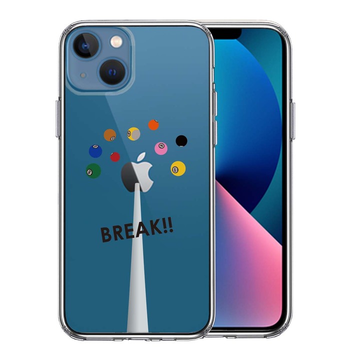 iPhone13mini ケース クリアビリヤード スマホケース 側面ソフト 背面ハード ハイブリッド-0