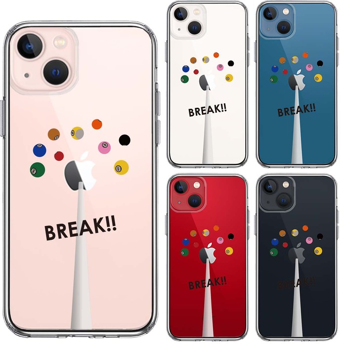 iPhone13mini ケース クリアビリヤード スマホケース 側面ソフト 背面ハード ハイブリッド-1