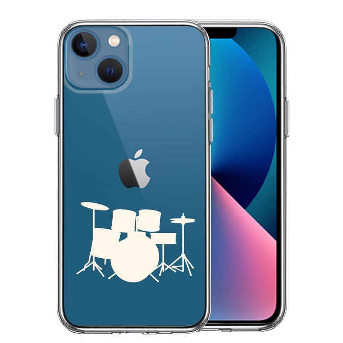 iPhone13 ケース クリアドラム ホワイト スマホケース 側面ソフト 背面ハード ハイブリッド-0