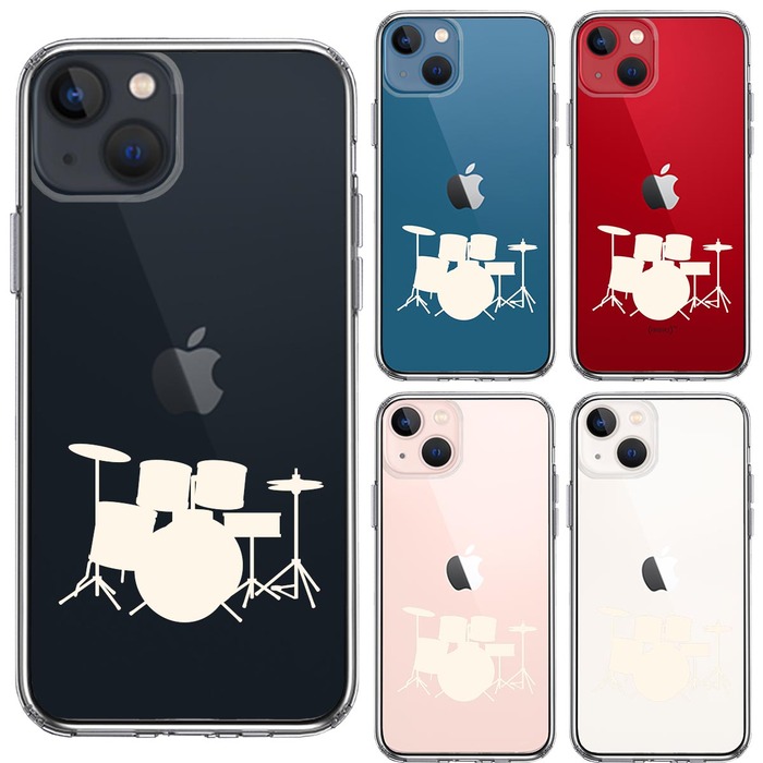 iPhone13 ケース クリアドラム ホワイト スマホケース 側面ソフト 背面ハード ハイブリッド-1