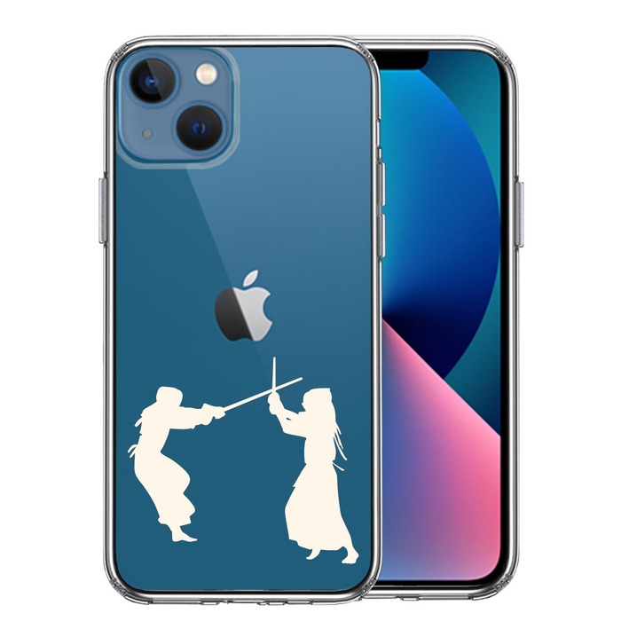 iPhone13 ケース クリア剣道 ホワイト スマホケース 側面ソフト 背面ハード ハイブリッド-0
