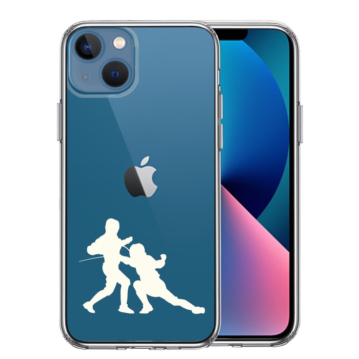 iPhone13 ケース クリアフェンシング ホワイト スマホケース 側面ソフト 背面ハード ハイブリッド-0
