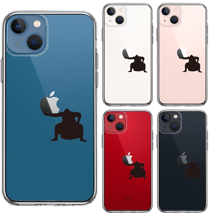 iPhone13 ケース クリアおすもうさん 土俵入り スマホケース 側面ソフト 背面ハード ハイブリッド-1