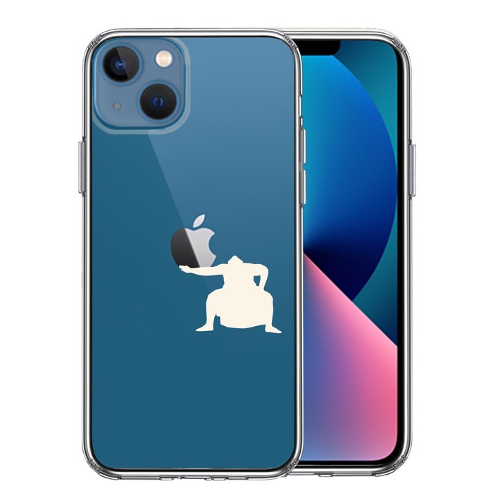 iPhone13 ケース クリアおすもうさん 土俵入り 白 スマホケース 側面ソフト 背面ハード ハイブリッド-0