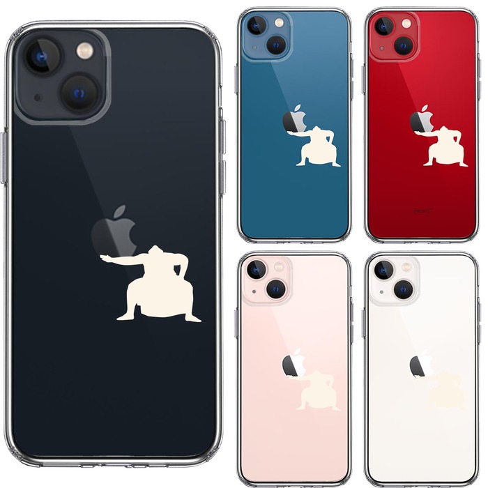 iPhone13 ケース クリアおすもうさん 土俵入り 白 スマホケース 側面ソフト 背面ハード ハイブリッド-1