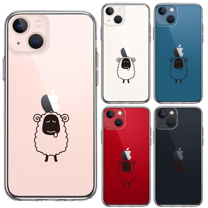 iPhone13 ケース クリアひつじ 羊 スマホケース 側面ソフト 背面ハード ハイブリッド-1