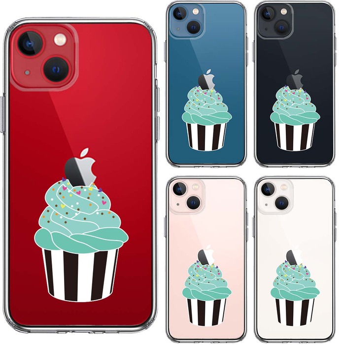 iPhone13 ケース クリアカップケーキ スマホケース 側面ソフト 背面ハード ハイブリッド-1