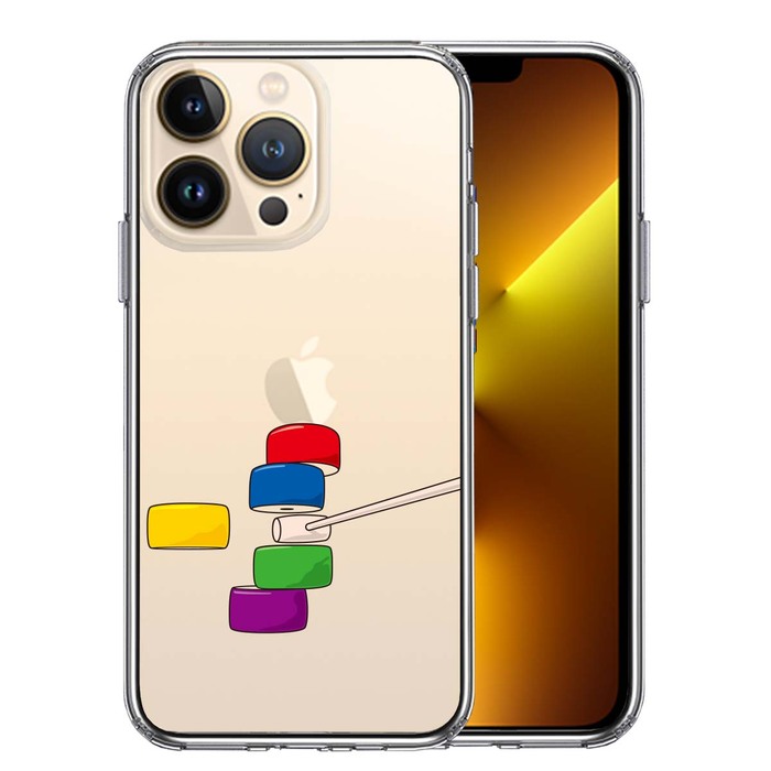 iPhone13Pro ケース クリアだるま落とし カラー スマホケース 側面ソフト 背面ハード ハイブリッド-0