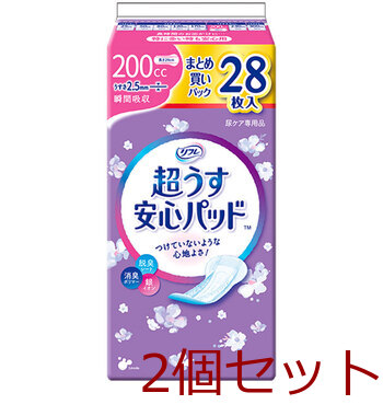 リフレ 超うす安心パッド 特に多い時も安心用 まとめ買いパック 28枚入 2個セット-0