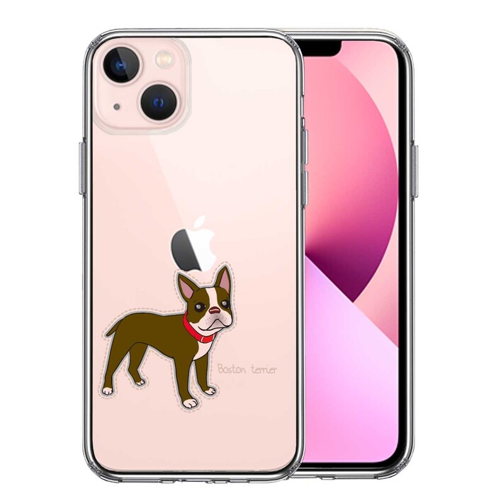 iPhone13mini ケース クリアボストンテリア 1 スマホケース 側面ソフト 背面ハード ハイブリッド-0