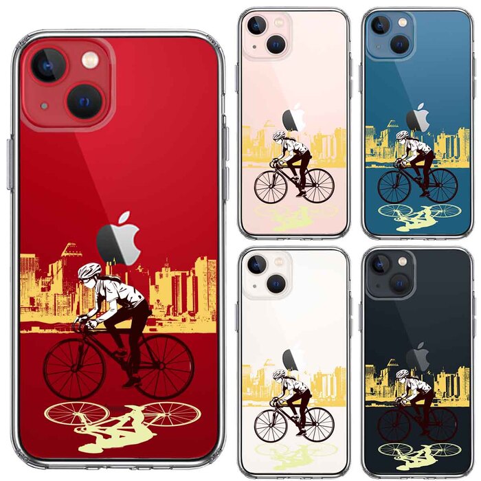 iPhone13mini ケース クリア  スポーツサイクリング 女子2 スマホケース 側面ソフト 背面ハード ハイブリッド-1