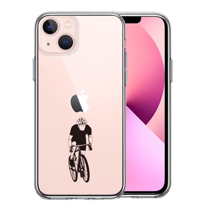 iPhone13mini ケース クリアスポーツサイクリング 男子1 スマホケース 側面ソフト 背面ハード ハイブリッド-0