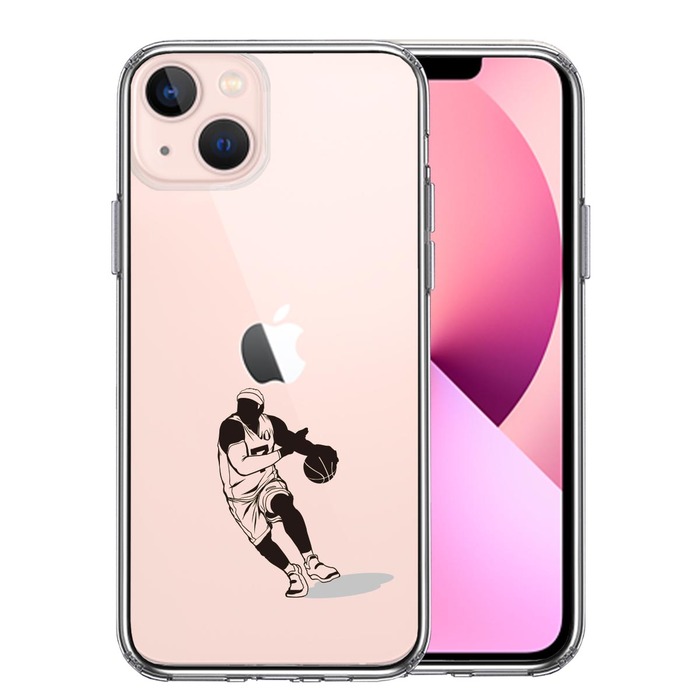 iPhone13mini ケース クリアバスケットボール ドリブル 2 スマホケース 側面ソフト 背面ハード ハイブリッド-0