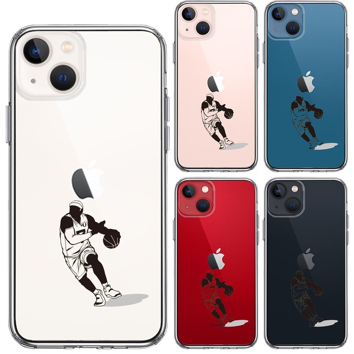 iPhone13mini ケース クリア  バスケットボール ドリブル 2 スマホケース 側面ソフト 背面ハード ハイブリッド-1