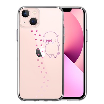 iPhone13mini ケース クリアぶた フットプリント スマホケース 側面ソフト 背面ハード ハイブリッド-0