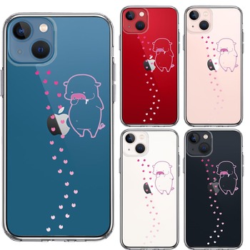 iPhone13mini ケース クリアぶた フットプリント スマホケース 側面ソフト 背面ハード ハイブリッド-1