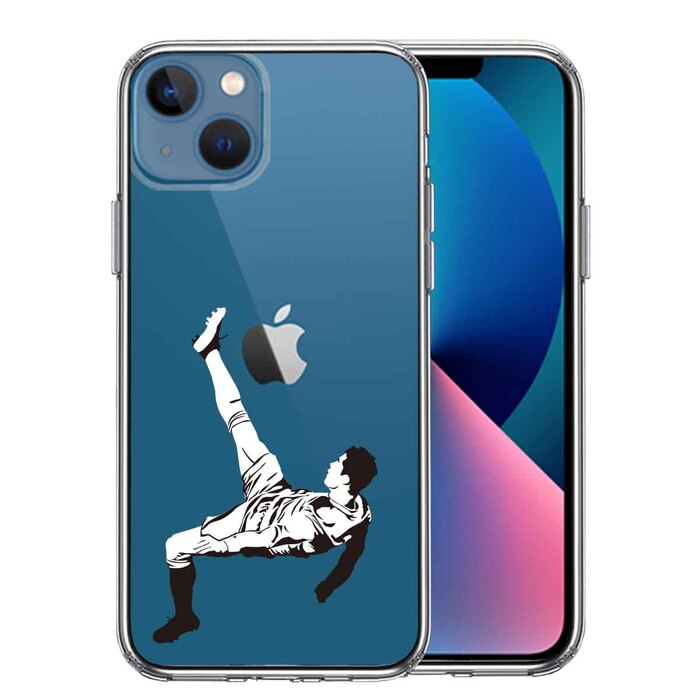 iPhone13mini ケース クリアサッカー オーバーヘッドキック 2 スマホケース 側面ソフト 背面ハード ハイブリッド-0