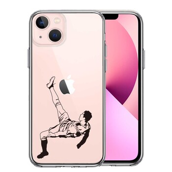 iPhone13mini ケース クリアサッカー オーバーヘッドキック スマホケース 側面ソフト 背面ハード ハイブリッド-0