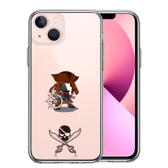 iPhone13 ケース クリア海賊 帆船 スカル スマホケース 側面ソフト 背面ハード ハイブリッド-0