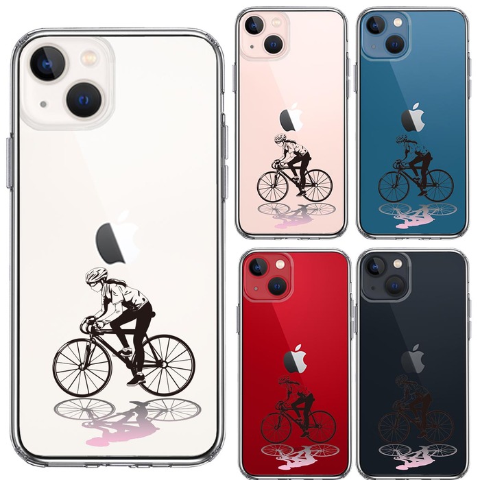 iPhone13 ケース クリアスポーツサイクリング 女子1 スマホケース 側面ソフト 背面ハード ハイブリッド-1