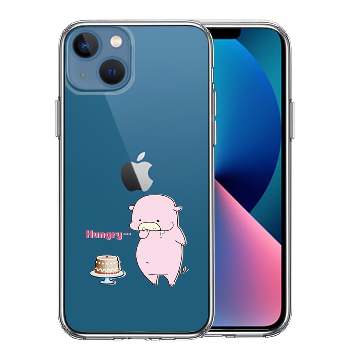 iPhone13 ケース クリア豚 ケーキ スマホケース 側面ソフト 背面ハード ハイブリッド-0