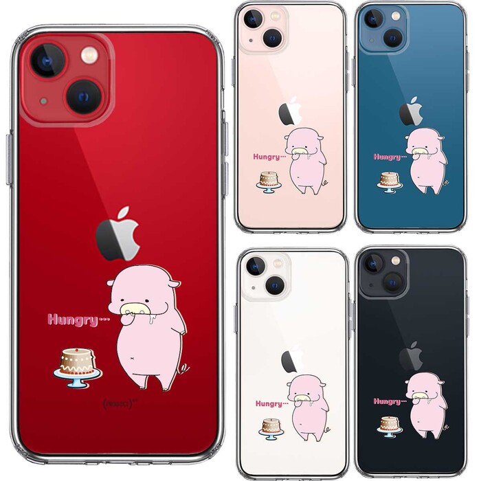 iPhone13 ケース クリア豚 ケーキ スマホケース 側面ソフト 背面ハード ハイブリッド-1