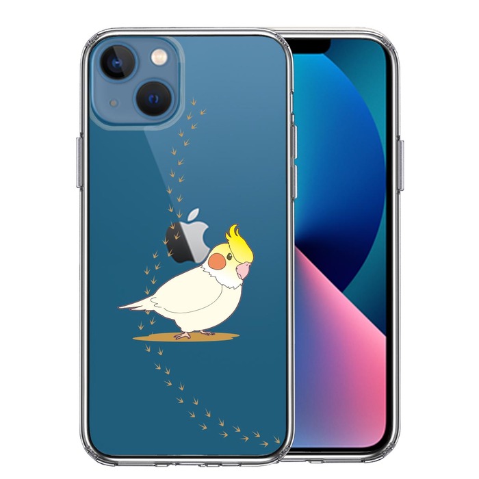 iPhone13 ケース クリアインコ 足跡 スマホケース 側面ソフト 背面ハード ハイブリッド-0