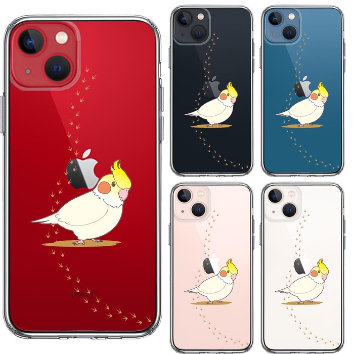 iPhone13 ケース クリアインコ 足跡 スマホケース 側面ソフト 背面ハード ハイブリッド-1