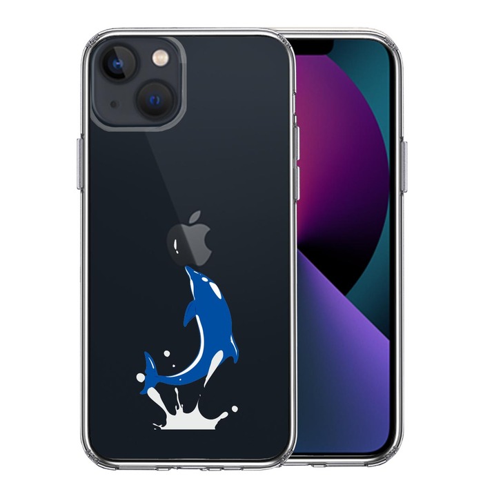 iPhone13 ケース クリアドルフィン イルカ スマホケース 側面ソフト 背面ハード ハイブリッド-0