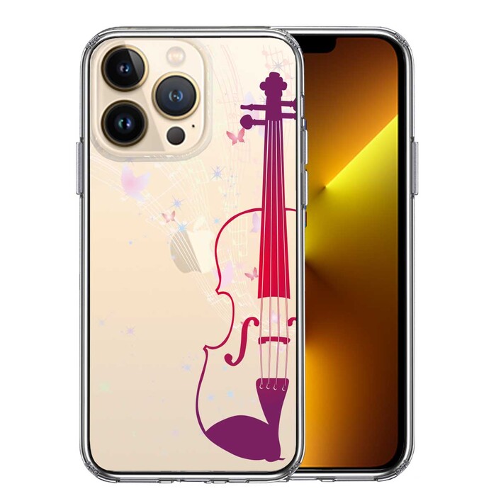 iPhone13Pro ケース クリアヴァイオリン 2 スマホケース 側面ソフト 背面ハード ハイブリッド-0
