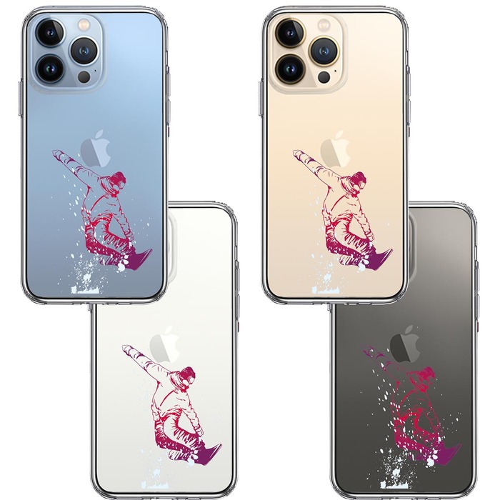 iPhone13Pro ケース クリアアクロバティックスノーボード スマホケース 側面ソフト 背面ハード ハイブリッド UA16329279-3410-1