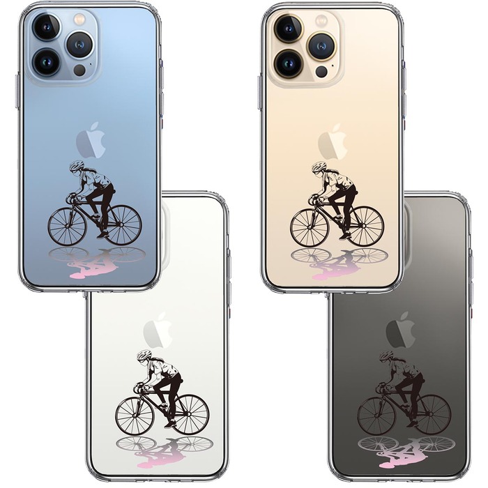 iPhone13Pro ケース クリア  スポーツサイクリング 女子1 スマホケース 側面ソフト 背面ハード ハイブリッド-1