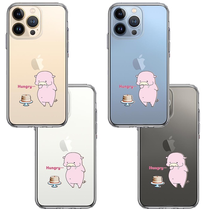 iPhone13Pro ケース クリア豚 腹減った スマホケース 側面ソフト 背面ハード ハイブリッド-1