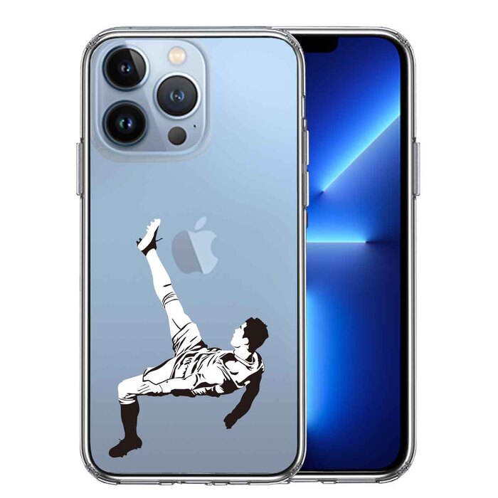 iPhone13Pro ケース クリアサッカー オーバーヘッドキック 2 スマホケース 側面ソフト 背面ハード ハイブリッド-0