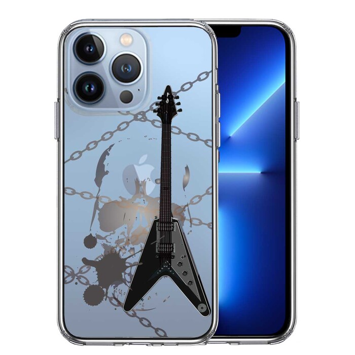 iPhone13Pro ケース クリアエレキギター スカル