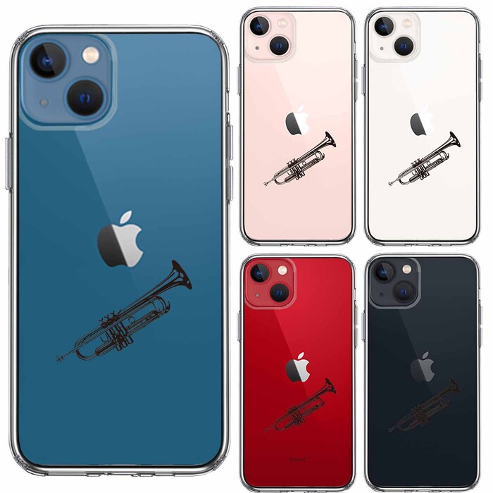 iPhone13mini ケース クリアトランペット スマホケース 側面ソフト 背面ハード ハイブリッド-1