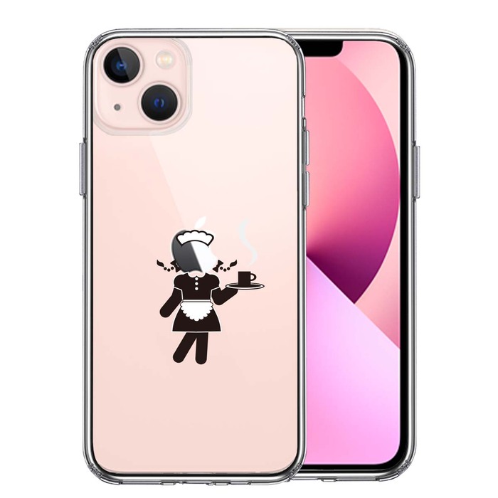 iPhone13mini ケース クリアお仕事 職業 メイド スマホケース 側面ソフト 背面ハード ハイブリッド-0