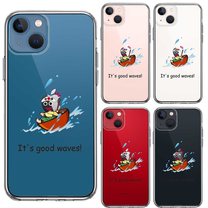 iPhone13mini ケース クリア一寸法師 波乗り スマホケース 側面ソフト 背面ハード ハイブリッド-1