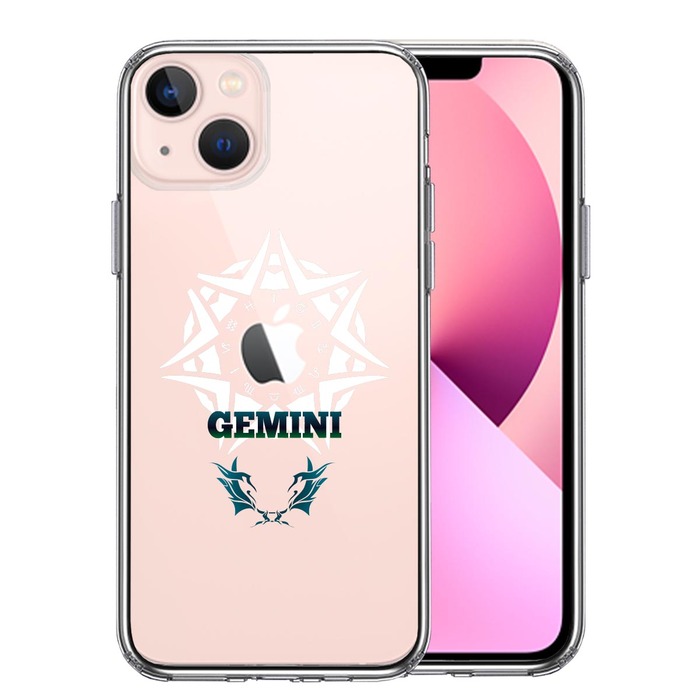 iPhone13mini ケース クリア双子座 ふたご座 スマホケース 側面ソフト 背面ハード ハイブリッド-0