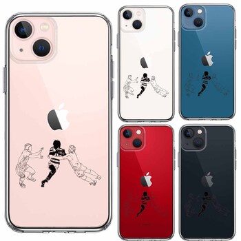 iPhone13 ケース クリアラグビー バックス突破 スマホケース 側面ソフト 背面ハード ハイブリッド-1