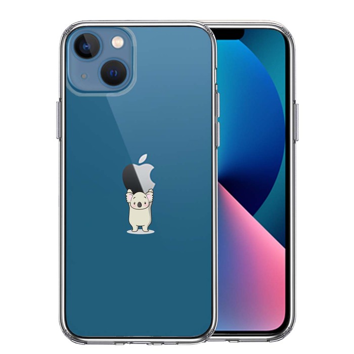 iPhone13 ケース クリアコアラ アップル 重量挙げ 並感 スマホケース 側面ソフト 背面ハード ハイブリッド-0