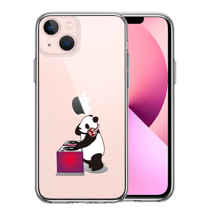 iPhone13 ケース クリアパンダ DJ スマホケース 側面ソフト 背面ハード ハイブリッド-0