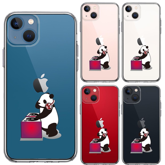 iPhone13 ケース クリアパンダ DJ スマホケース 側面ソフト 背面ハード ハイブリッド-1