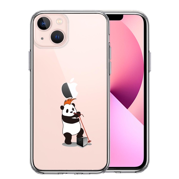 iPhone13 ケース クリアパンダ ボーカル スタンドマイク スマホケース 側面ソフト 背面ハード ハイブリッド-0