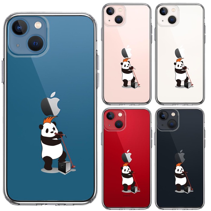 iPhone13 ケース クリアパンダ ボーカル スタンドマイク スマホケース 側面ソフト 背面ハード ハイブリッド-1