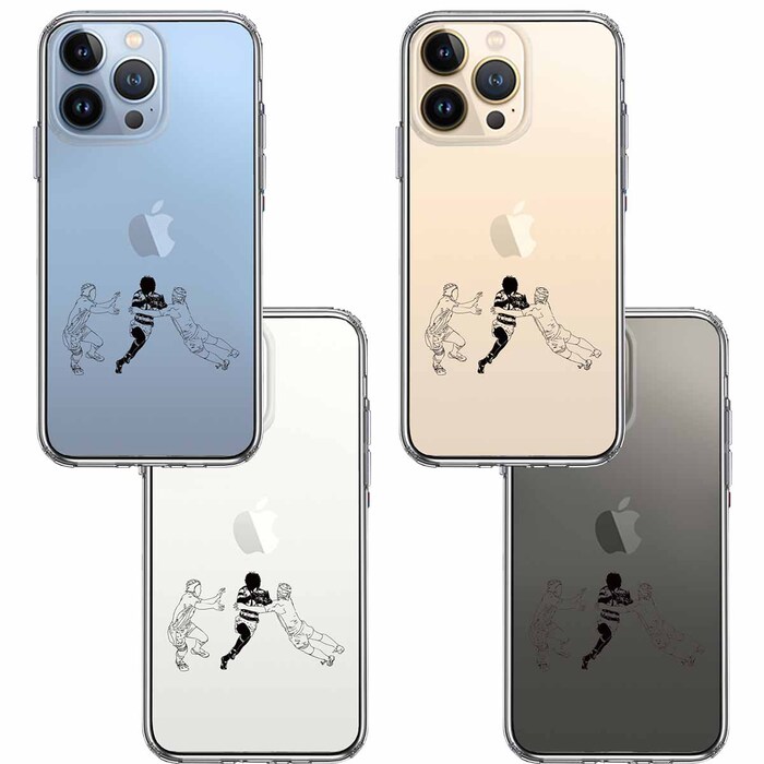 iPhone13Pro ケース クリアラグビー バックス突破 スマホケース 側面ソフト 背面ハード ハイブリッド-1