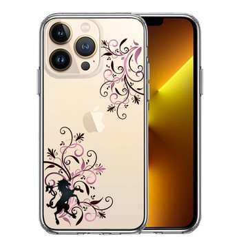 iPhone13Pro ケース クリアフローラル ユニコーン ピンク スマホケース 側面ソフト 背面ハード ハイブリッド-0