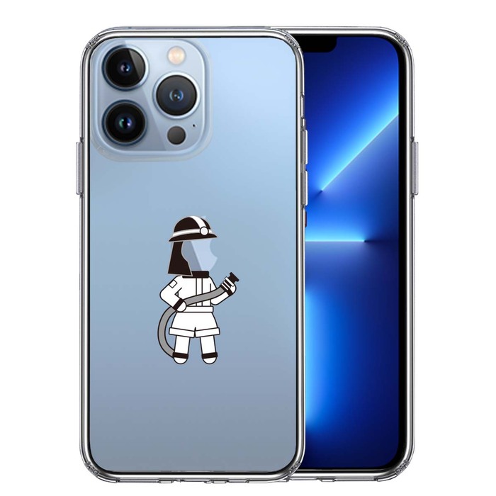 iPhone13Pro ケース クリアお仕事 職業 消防士 スマホケース 側面ソフト 背面ハード ハイブリッド-0