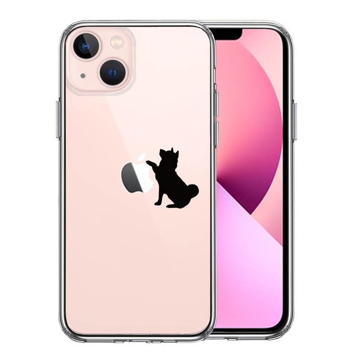 iPhone13 ケース クリアわんこ お手 スマホケース 側面ソフト 背面ハード ハイブリッド-0