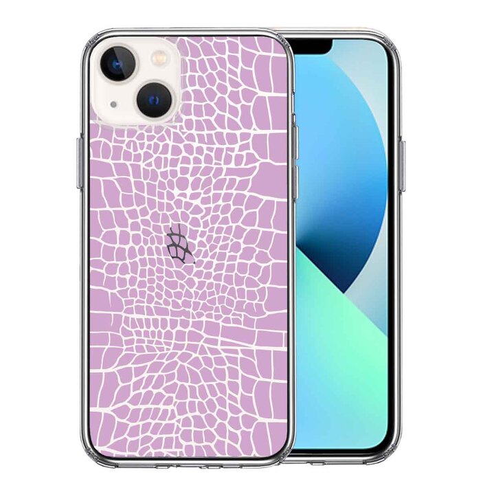 iPhone13 ケース クリア鰐柄 ワニ ピンク スマホケース 側面ソフト 背面ハード ハイブリッド-0